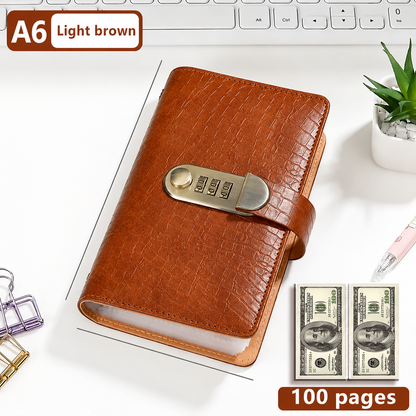 🔒100 Transparent Pocket Currency Collectors Album& 3-DigitResettable Password Lock,A6 savings notebook