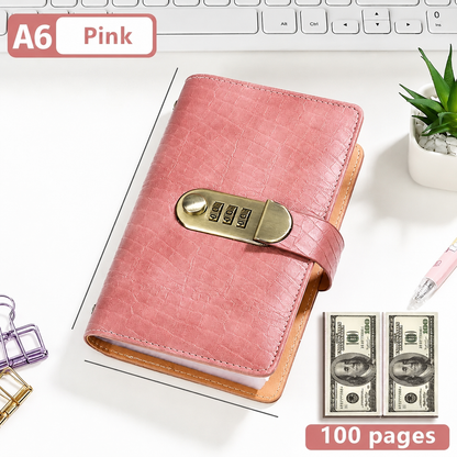 🔒100 Transparent Pocket Currency Collectors Album& 3-DigitResettable Password Lock,A6 savings notebook