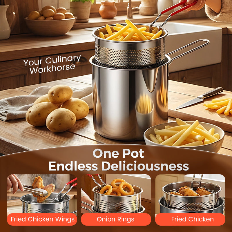 🔥LAST DAY SALE 49% OFF🎁304 Stainless Steel Multifuntional Fryer& Extra Thick | 1200ml