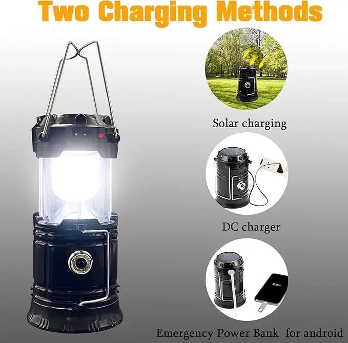 ✨Foldable LED Camping Lantern with Solar & USB-C Charging and Flashlight Mode