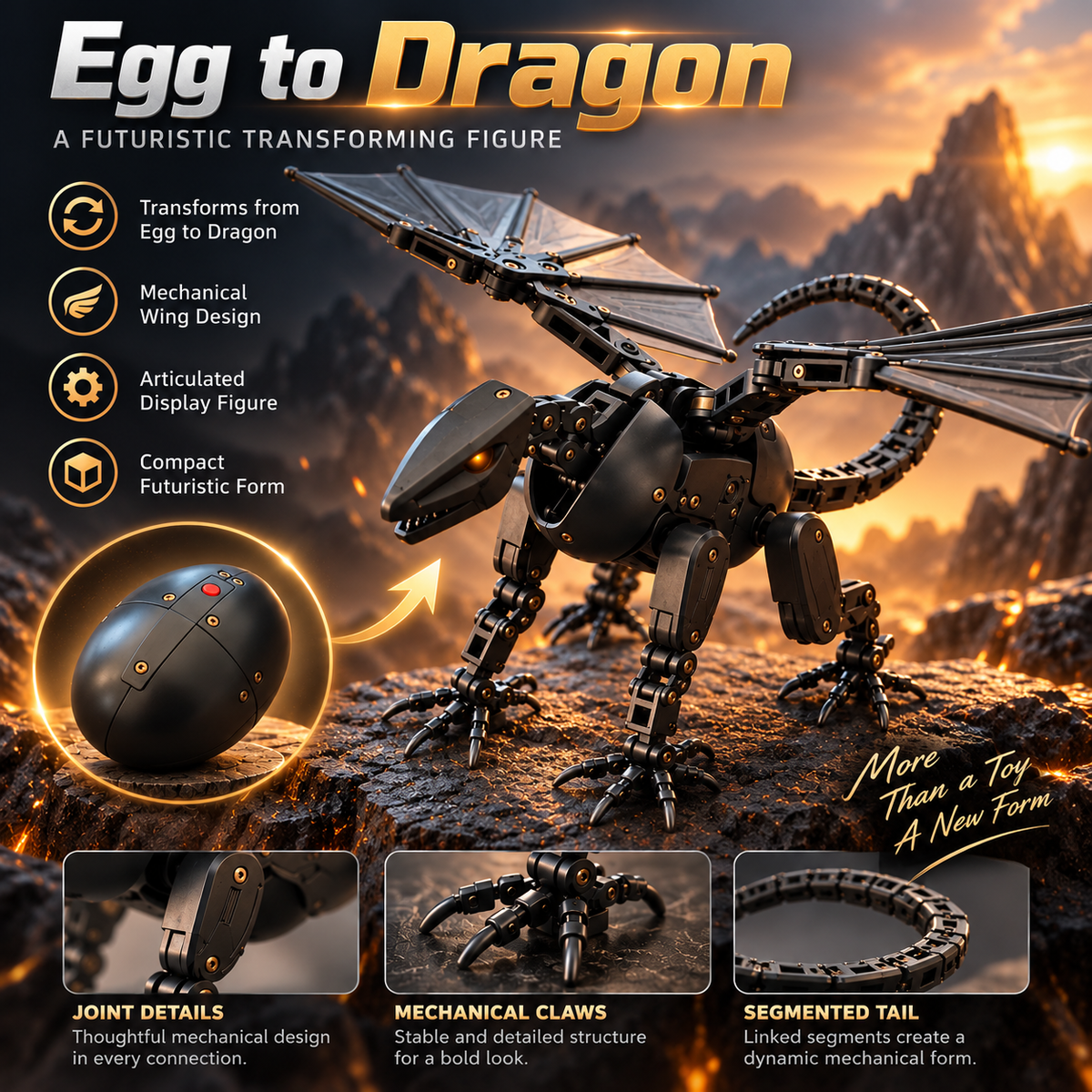 ⏰HOT SELLING🥚🐉 DragonMorph – Egg to Dragon Transforming Mechanical Toy