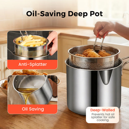 🔥LAST DAY SALE 49% OFF🎁304 Stainless Steel Multifuntional Fryer& Extra Thick | 1200ml