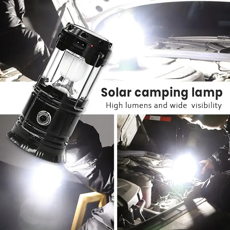 ✨Foldable LED Camping Lantern with Solar & USB-C Charging and Flashlight Mode