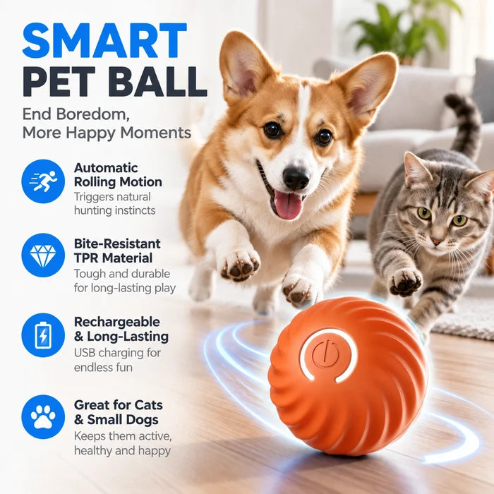✨Electric Rolling Pet Toy Ball  for Dogs✅ Bite-resistant TPR material ✅USB rechargeable