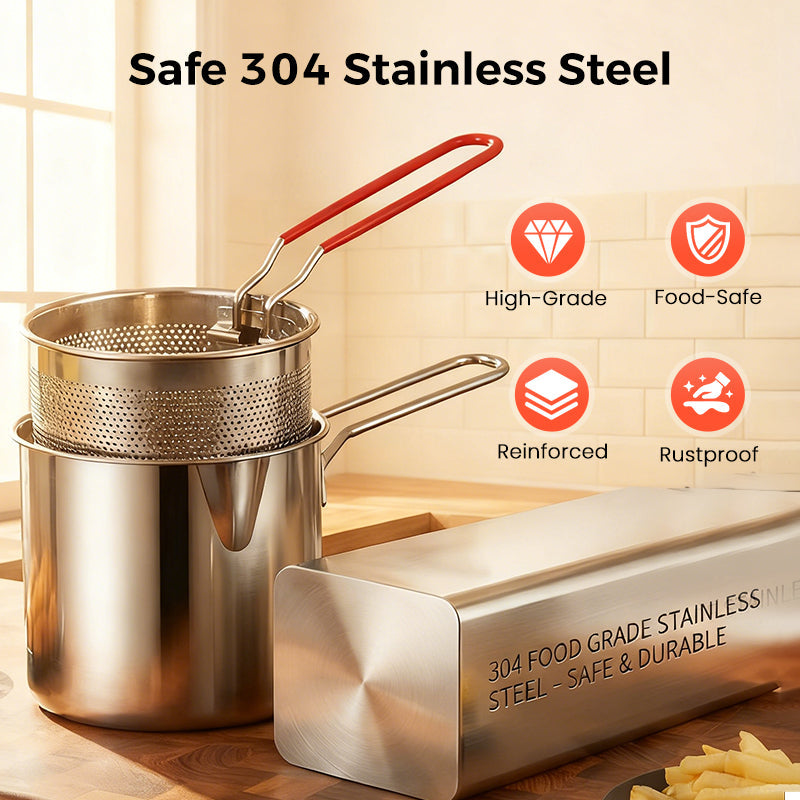 🔥LAST DAY SALE 49% OFF🎁304 Stainless Steel Multifuntional Fryer& Extra Thick | 1200ml