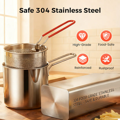 🔥LAST DAY SALE 49% OFF🎁304 Stainless Steel Multifuntional Fryer& Extra Thick | 1200ml