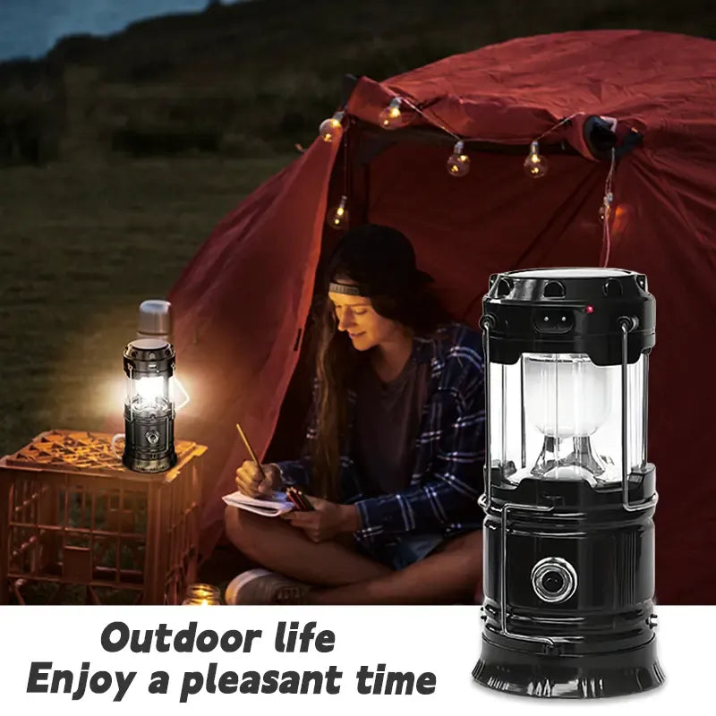 ✨Foldable LED Camping Lantern with Solar & USB-C Charging and Flashlight Mode
