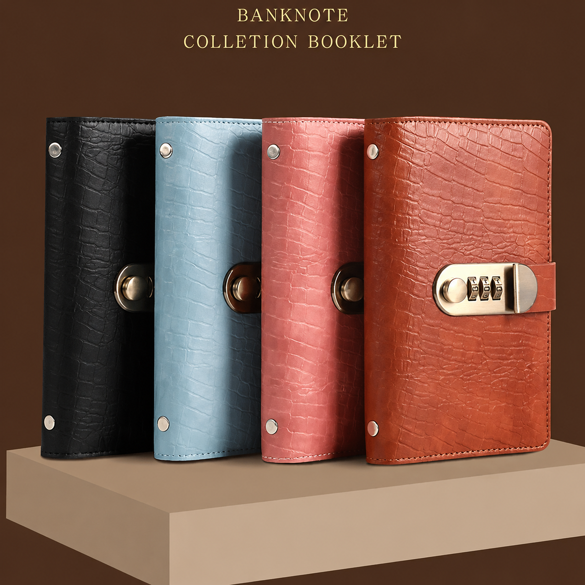 🔒100 Transparent Pocket Currency Collectors Album& 3-DigitResettable Password Lock,A6 savings notebook