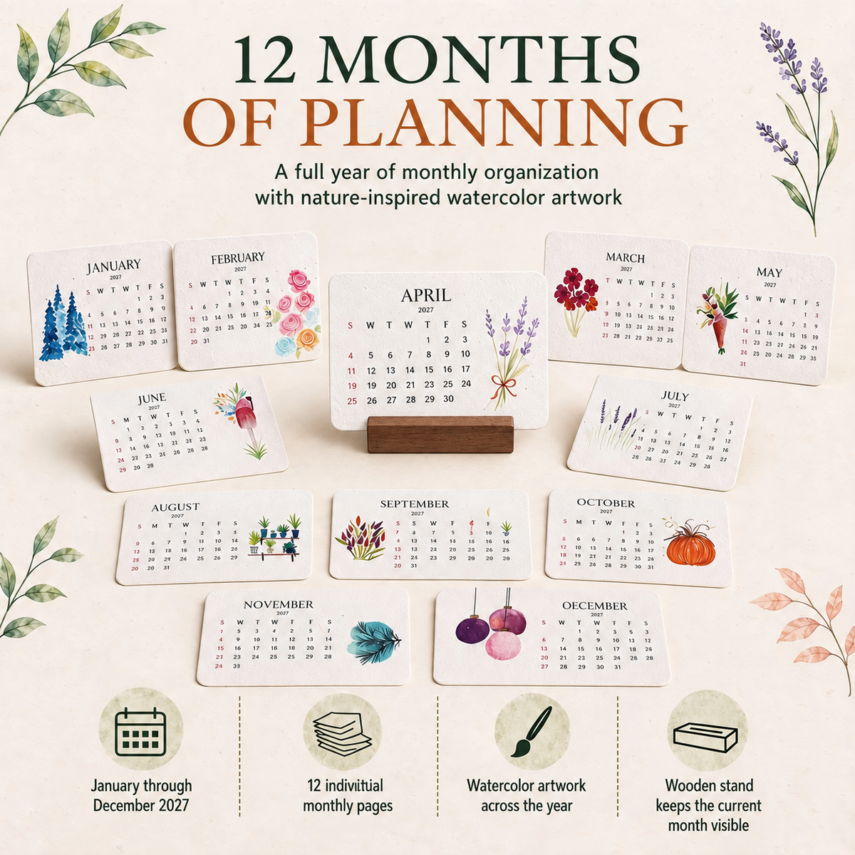 🌱Eco-Friendly Plantable 'Timeless' Seed Calendar 2027 ✨ Plan•Plant•Grow•Enjoy