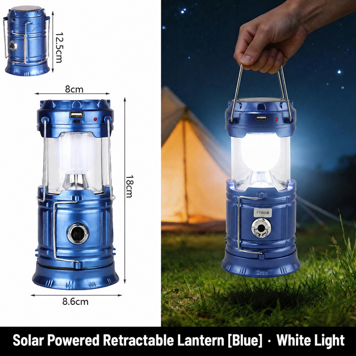 ✨Foldable LED Camping Lantern with Solar & USB-C Charging and Flashlight Mode