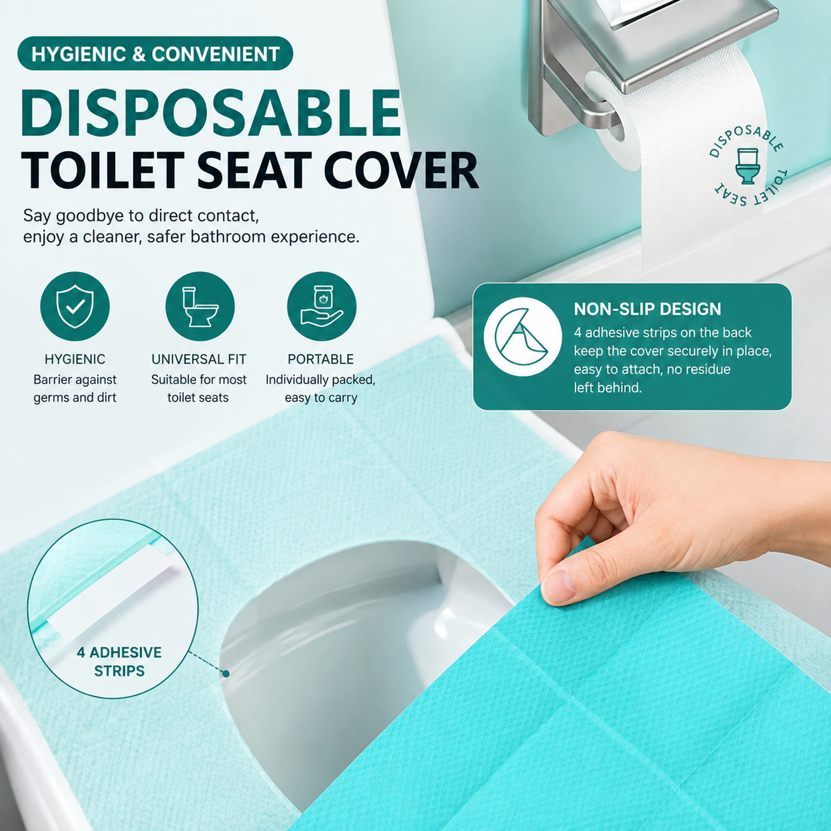 💫Disposable Toilet Seat Covers Waterproof 16x24in