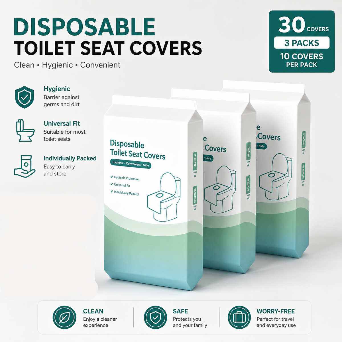 💫Disposable Toilet Seat Covers Waterproof 16x24in