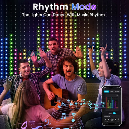 ✨ Smart 400 LED Curtain Lights – Custom Animations, Music Sync & App Control