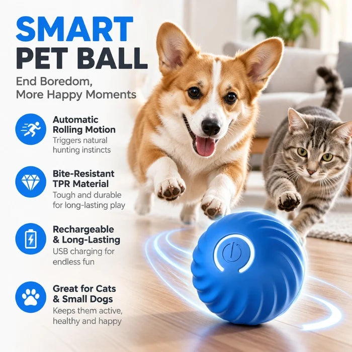✨Electric Rolling Pet Toy Ball  for Dogs✅ Bite-resistant TPR material ✅USB rechargeable