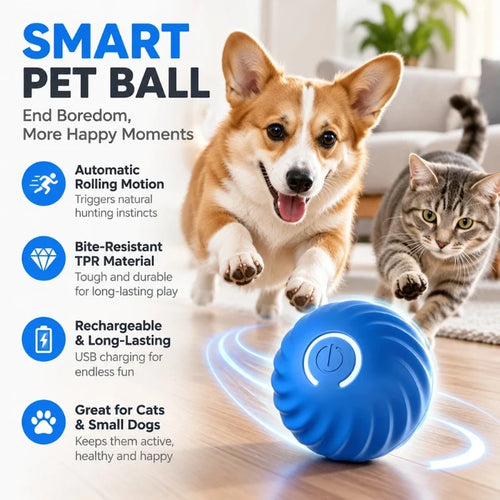 ✨Electric Rolling Pet Toy Ball  for Dogs✅ Bite-resistant TPR material ✅USB rechargeable