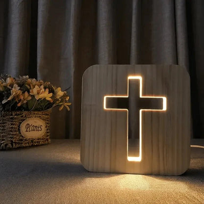 Corkgrain  - Wooden Cross Lamp & faith glowing✦For prayer ✦For rest ✦For the heart