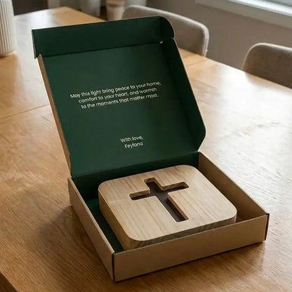 Corkgrain  - Wooden Cross Lamp & faith glowing✦For prayer ✦For rest ✦For the heart