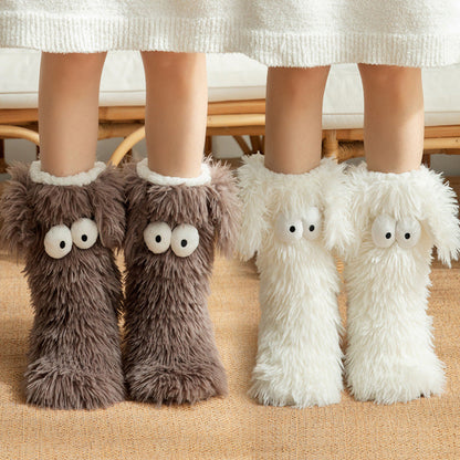 📢📢💗LAST DAY SALE 50% OFF⚡50K+ SOLD💕Women's Plush Slippers Socks Floor Socks Winter Home Indoor Thickened Fleece-Lined Anti-Slip Adult Women's Plush Snow Socks Shoe Covers