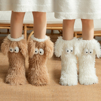 📢📢💗LAST DAY SALE 50% OFF⚡50K+ SOLD💕Women's Plush Slippers Socks Floor Socks Winter Home Indoor Thickened Fleece-Lined Anti-Slip Adult Women's Plush Snow Socks Shoe Covers
