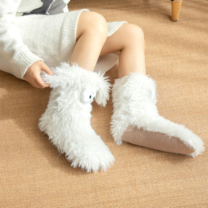 📢📢💗LAST DAY SALE 50% OFF⚡50K+ SOLD💕Women's Plush Slippers Socks Floor Socks Winter Home Indoor Thickened Fleece-Lined Anti-Slip Adult Women's Plush Snow Socks Shoe Covers