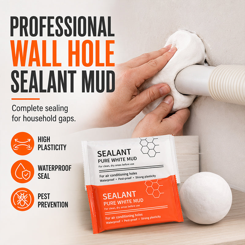 🧱 Waterproof Wall Hole Sealing Clay for Air Conditioner Pipes —  Moldable Sealant Putty for Pipe Gaps & Wall Holes | Tool-Free Application