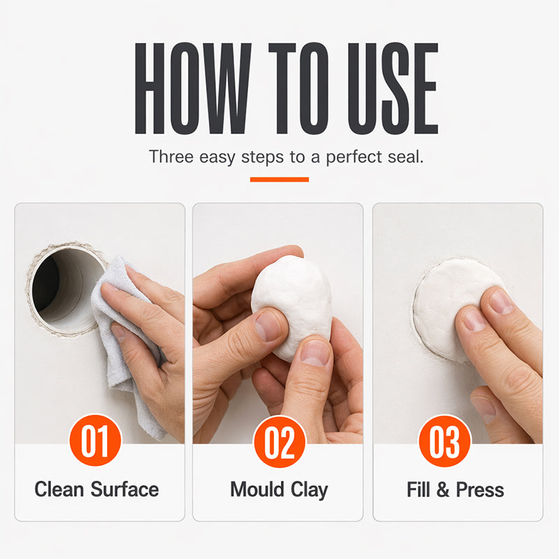 🧱 Waterproof Wall Hole Sealing Clay for Air Conditioner Pipes —  Moldable Sealant Putty for Pipe Gaps & Wall Holes | Tool-Free Application